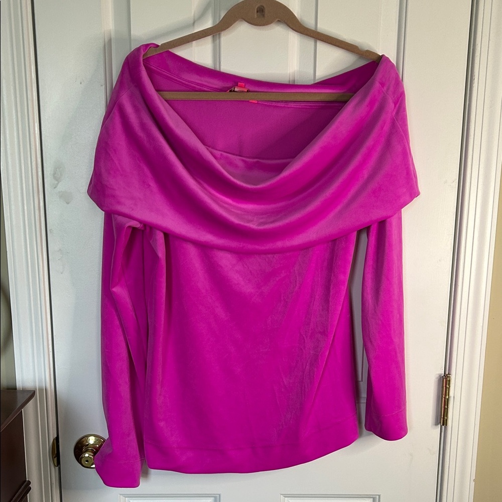 Lilly Pulitzer Vibrant Pink Off-Shoulder Sweater
